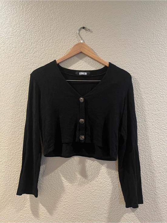 Reformation Tops - Reformation Black Cropped Button Cardigan